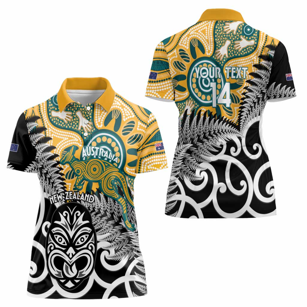 New Zealand Australia Rugby Custom Women Polo Shirt Wallabies Aboriginal All Black Maori Tiki Together LT14 - Polynesian Pride