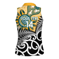 New Zealand Australia Rugby Custom Women Sleeveless Polo Shirt Wallabies Aboriginal All Black Maori Tiki Together LT14 - Polynesian Pride