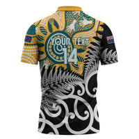 New Zealand Australia Rugby Custom Zipper Polo Shirt Wallabies Aboriginal All Black Maori Tiki Together LT14 - Polynesian Pride