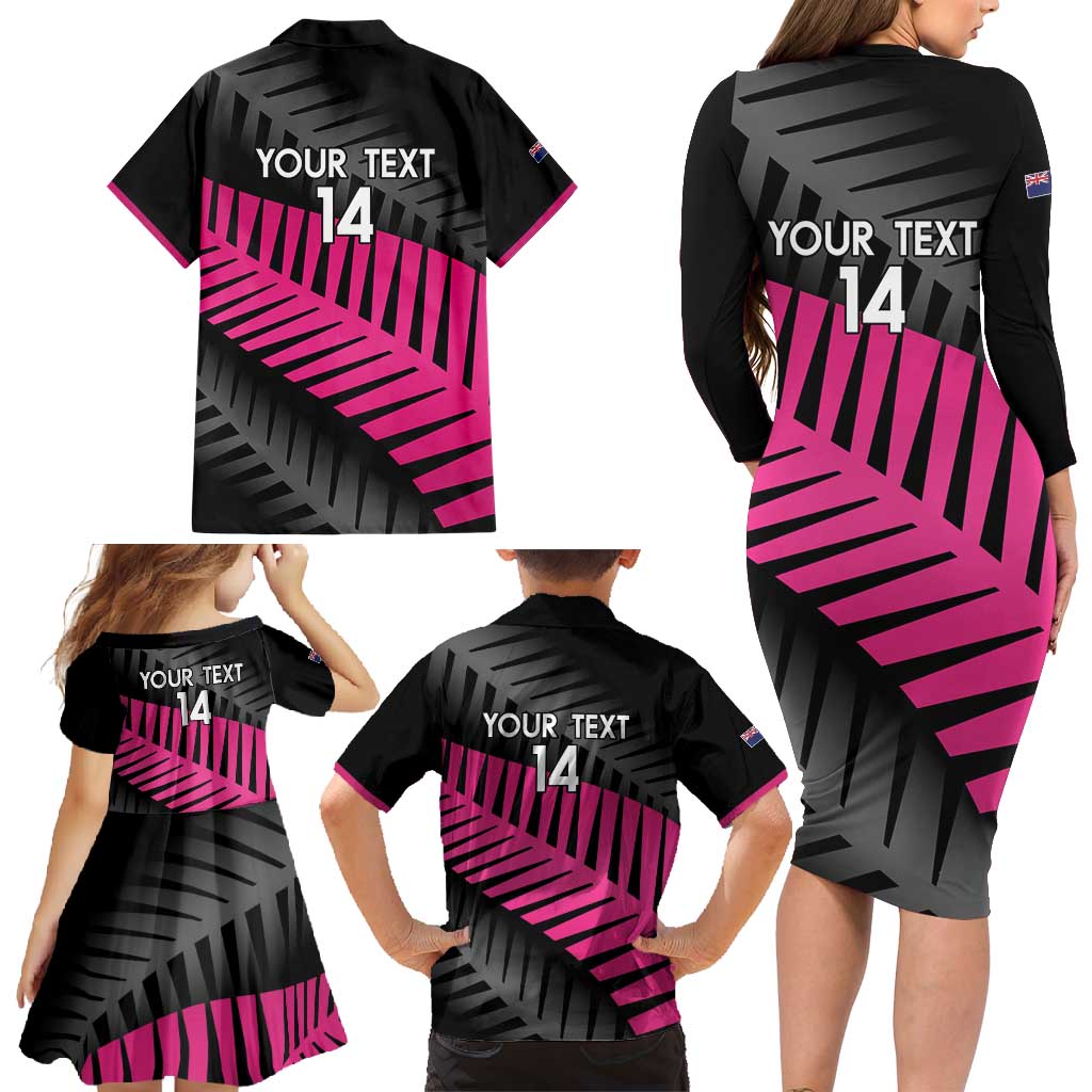 New Zealand Silver Fern Rugby Custom Family Matching Long Sleeve Bodycon Dress and Hawaiian Shirt 2025 All Black Go Champions LT14 - Polynesian Pride
