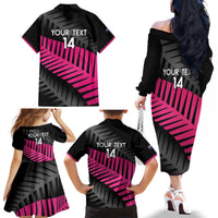 New Zealand Silver Fern Rugby Custom Family Matching Off The Shoulder Long Sleeve Dress and Hawaiian Shirt 2025 All Black Go Champions LT14 - Polynesian Pride