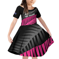 New Zealand Silver Fern Rugby Custom Family Matching Off Shoulder Short Dress and Hawaiian Shirt 2025 All Black Go Champions LT14 Daughter's Dress Black - Polynesian Pride
