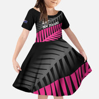 New Zealand Silver Fern Rugby Custom Family Matching Summer Maxi Dress and Hawaiian Shirt 2025 All Black Go Champions LT14 Daughter's Dress Black - Polynesian Pride