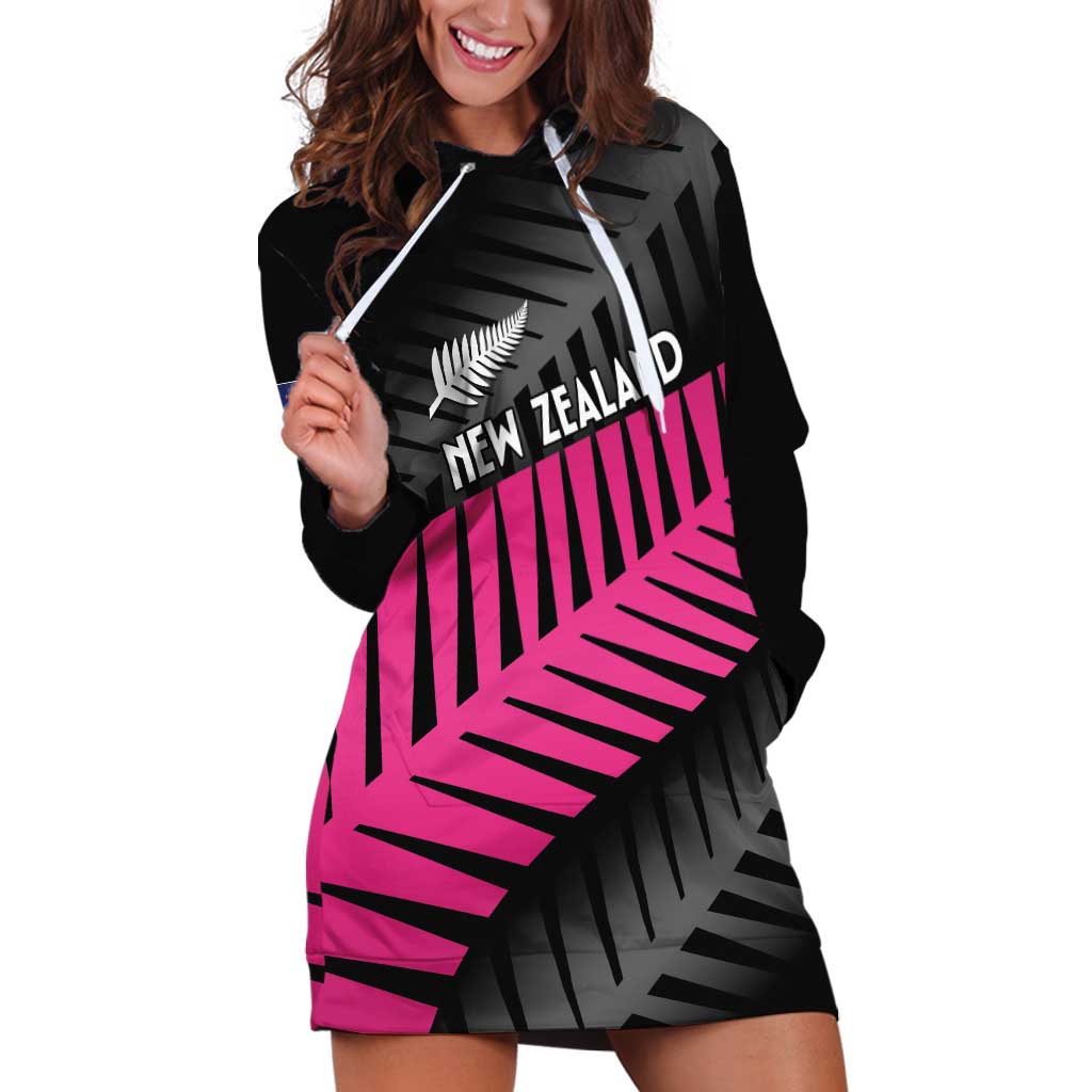New Zealand Silver Fern Rugby Custom Hoodie Dress 2025 All Black Go Champions LT14 Black - Polynesian Pride