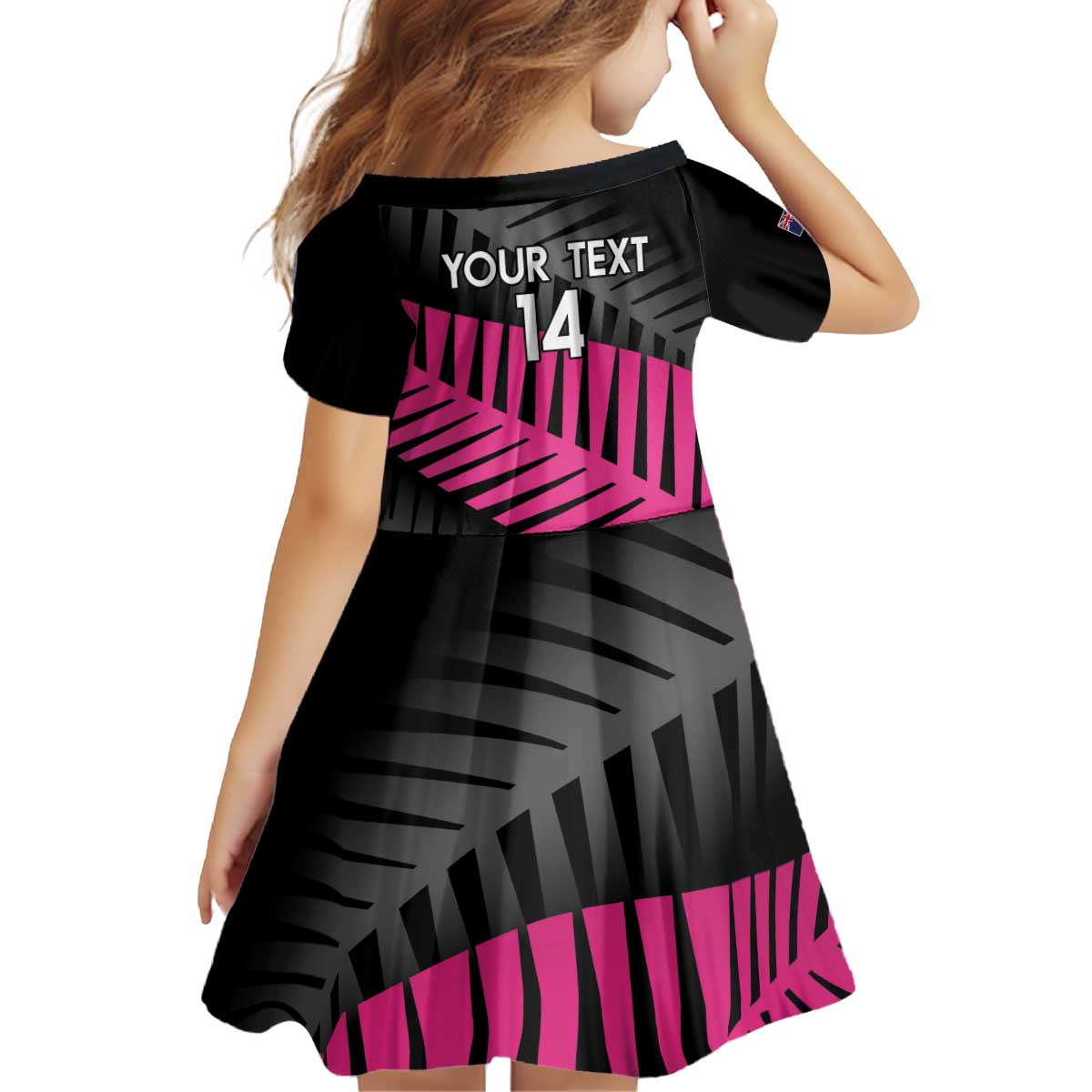 New Zealand Silver Fern Rugby Custom Kid Short Sleeve Dress 2025 All Black Go Champions - Polynesian Pride