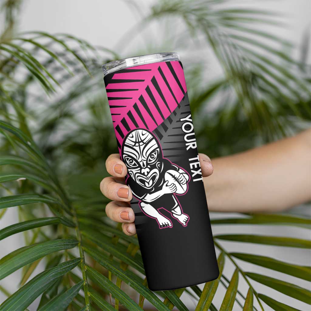 New Zealand Silver Fern Rugby Custom Skinny Tumbler 2025 All Black Go Champions LT14 - Polynesian Pride