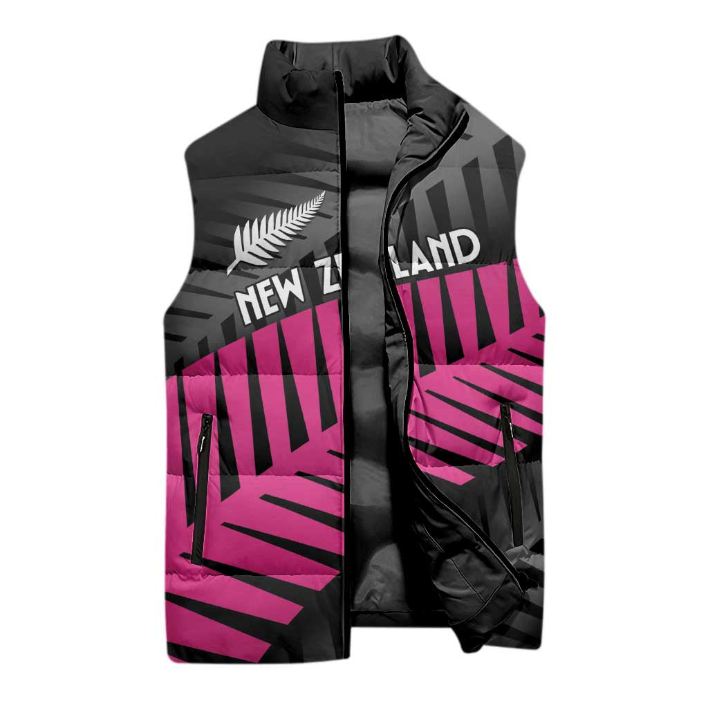 New Zealand Silver Fern Rugby Custom Sleeveless Puffer Jacket 2025 All Black Go Champions - Polynesian Pride