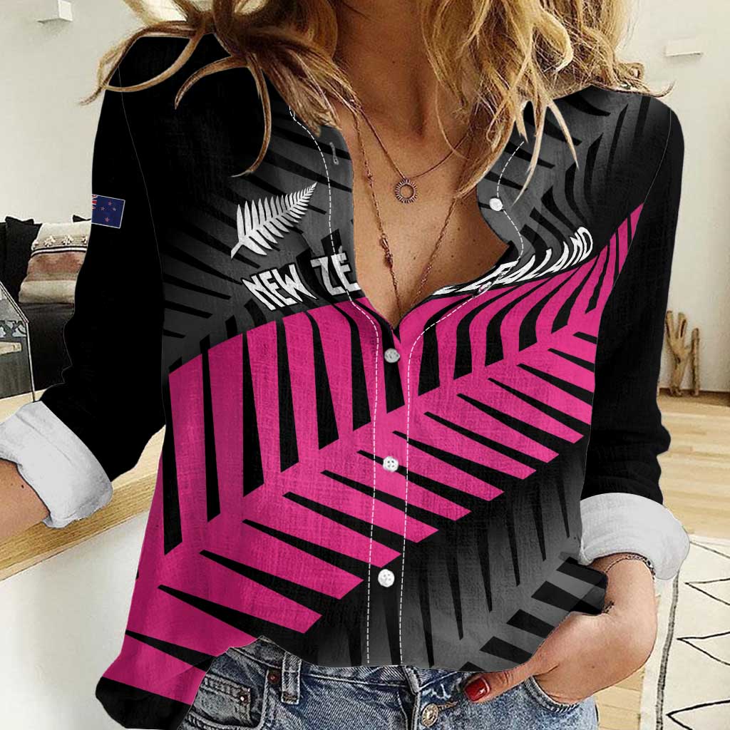 New Zealand Silver Fern Rugby Custom Women Casual Shirt 2025 All Black Go Champions LT14 Female Black - Polynesian Pride