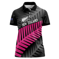 New Zealand Silver Fern Rugby Custom Women Polo Shirt 2025 All Black Go Champions LT14 Female Black - Polynesian Pride