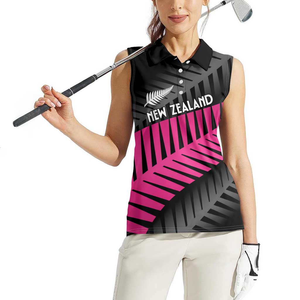 New Zealand Silver Fern Rugby Custom Women Sleeveless Polo Shirt 2025 All Black Go Champions LT14 - Polynesian Pride