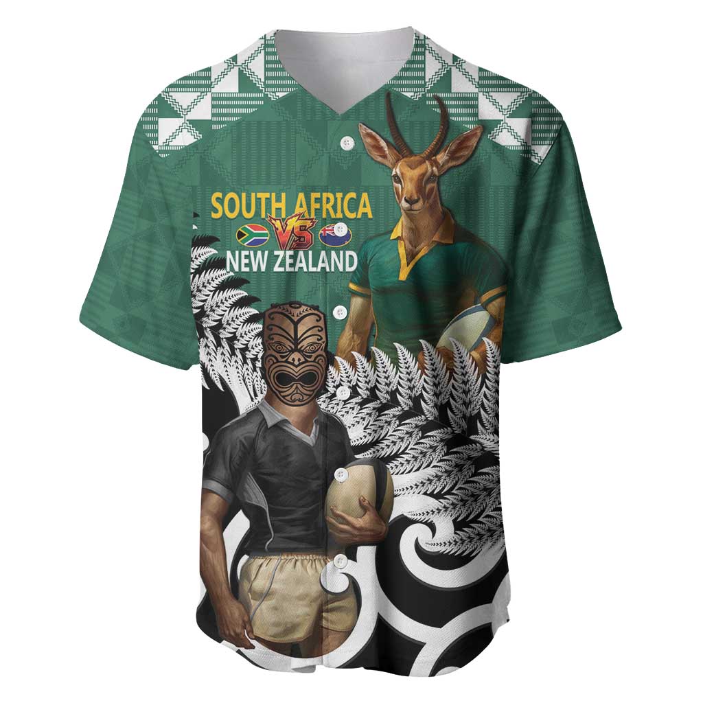 New Zealand South Africa Rugby Custom Baseball Jersey Springboks Kente All Black Maori Together - Polynesian Pride