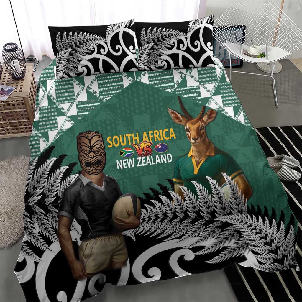 New Zealand South Africa Rugby Bedding Set Springboks Kente All Black Maori Together LT14 - Polynesian Pride