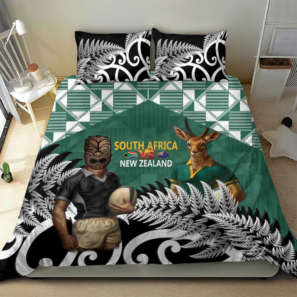 New Zealand South Africa Rugby Bedding Set Springboks Kente All Black Maori Together LT14 - Polynesian Pride