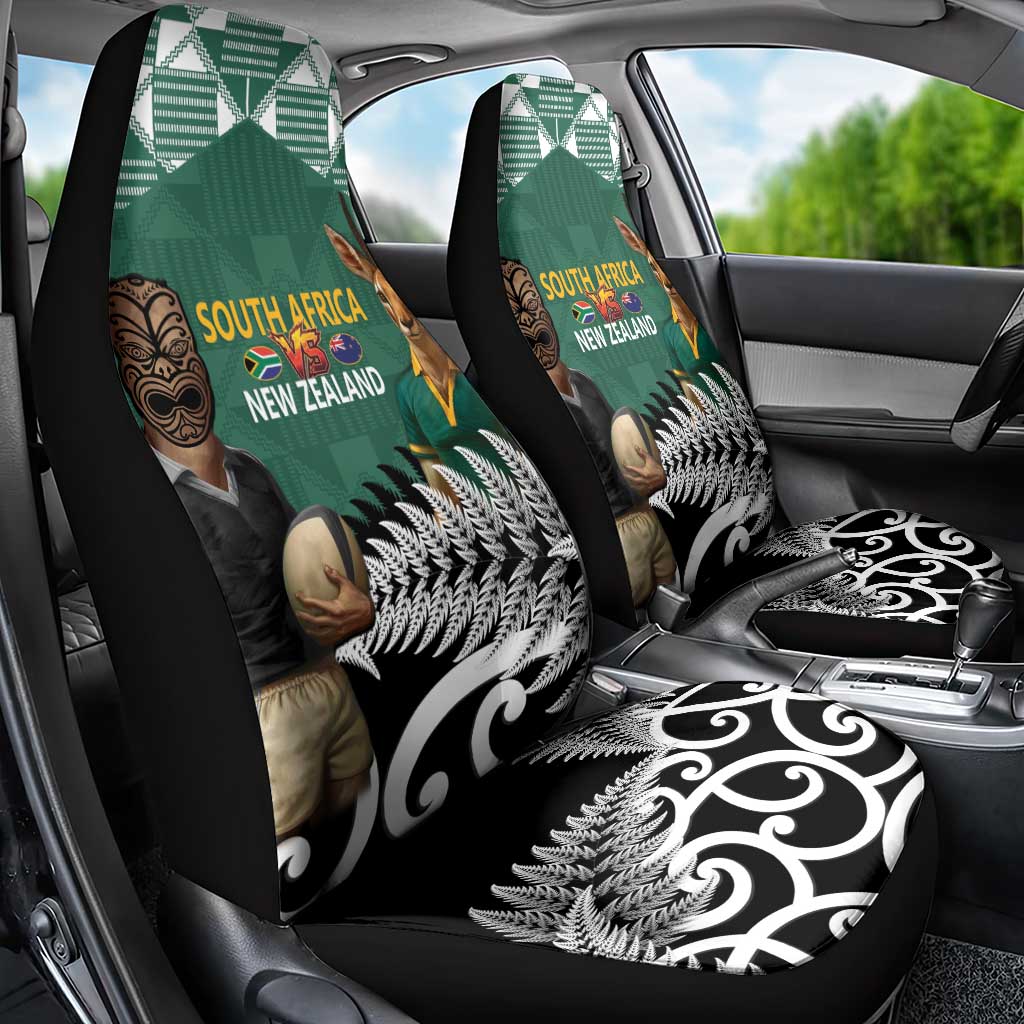New Zealand South Africa Rugby Car Seat Cover Springboks Kente All Black Maori Together LT14 - Polynesian Pride