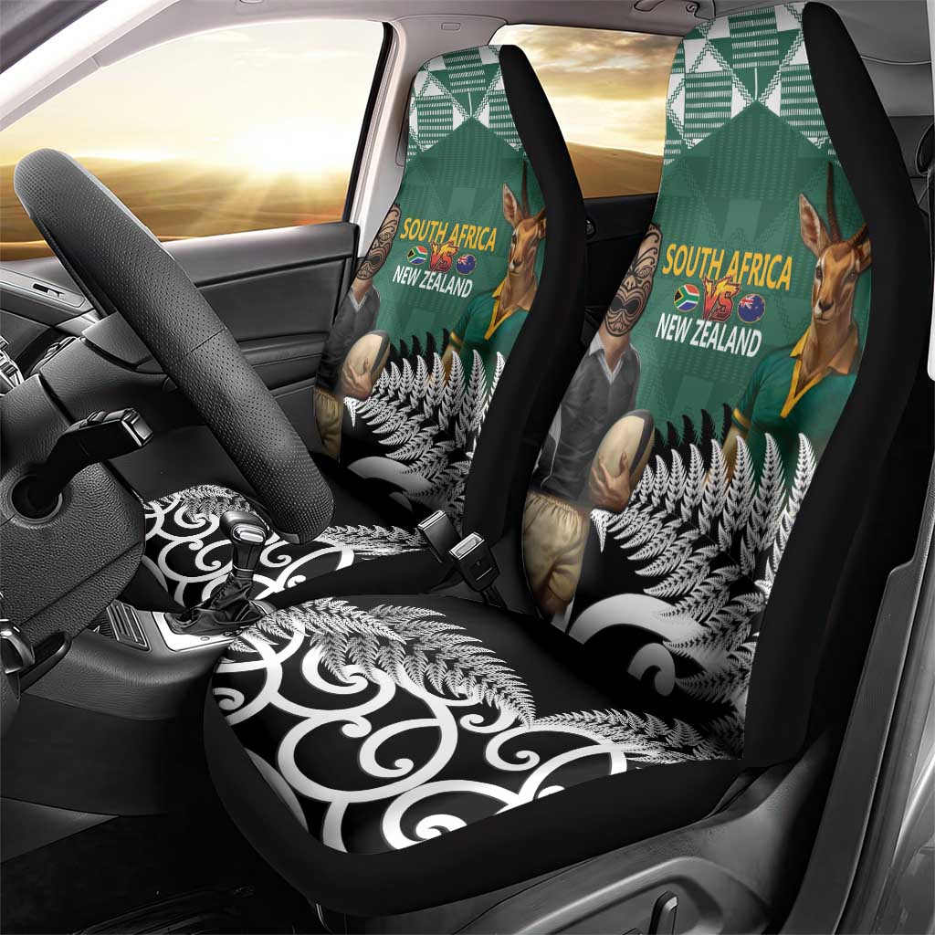 New Zealand South Africa Rugby Car Seat Cover Springboks Kente All Black Maori Together LT14 - Polynesian Pride