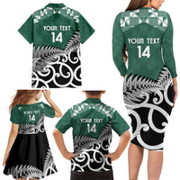 New Zealand South Africa Rugby Custom Family Matching Long Sleeve Bodycon Dress and Hawaiian Shirt Springboks Kente All Black Maori Together LT14 - Polynesian Pride