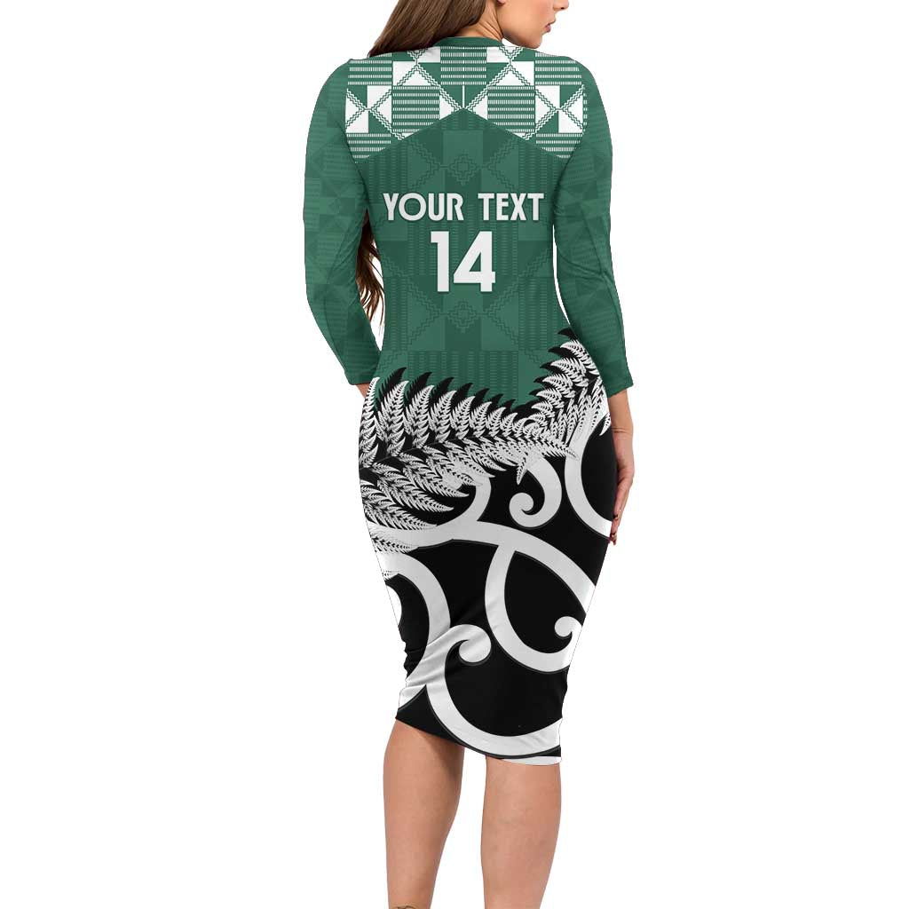 New Zealand South Africa Rugby Custom Family Matching Long Sleeve Bodycon Dress and Hawaiian Shirt Springboks Kente All Black Maori Together LT14 - Polynesian Pride