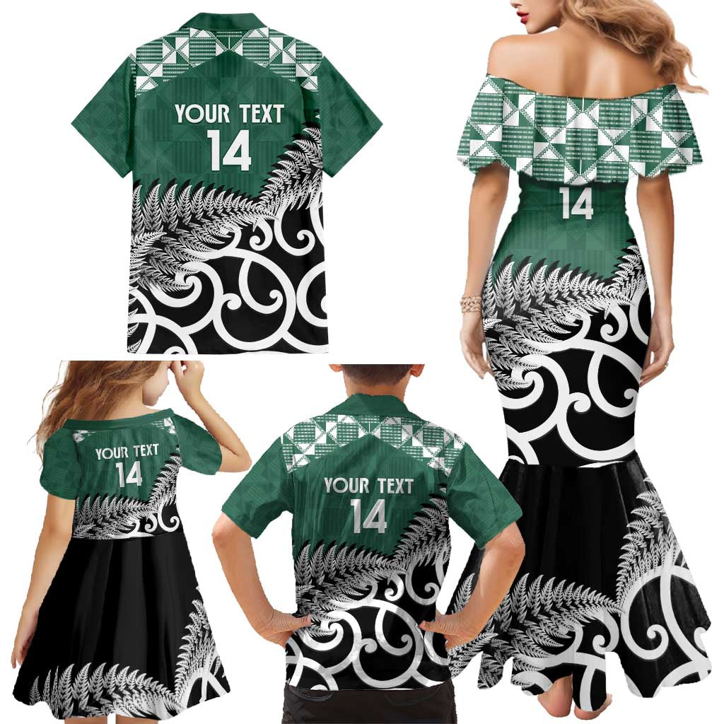 New Zealand South Africa Rugby Custom Family Matching Mermaid Dress and Hawaiian Shirt Springboks Kente All Black Maori Together LT14 - Polynesian Pride