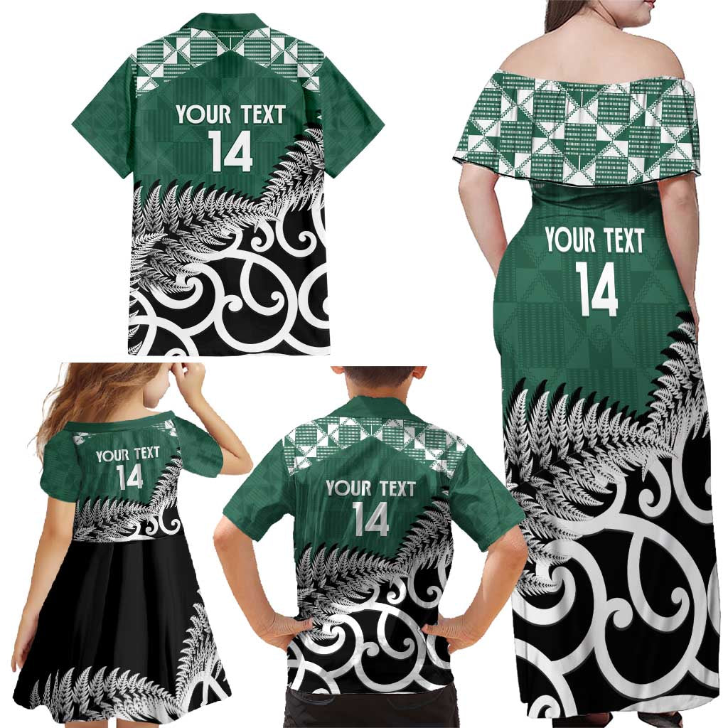 New Zealand South Africa Rugby Custom Family Matching Off Shoulder Maxi Dress and Hawaiian Shirt Springboks Kente All Black Maori Together LT14 - Polynesian Pride