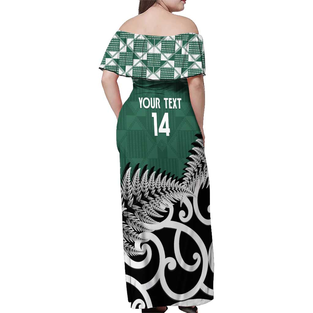New Zealand South Africa Rugby Custom Family Matching Off Shoulder Maxi Dress and Hawaiian Shirt Springboks Kente All Black Maori Together LT14 - Polynesian Pride