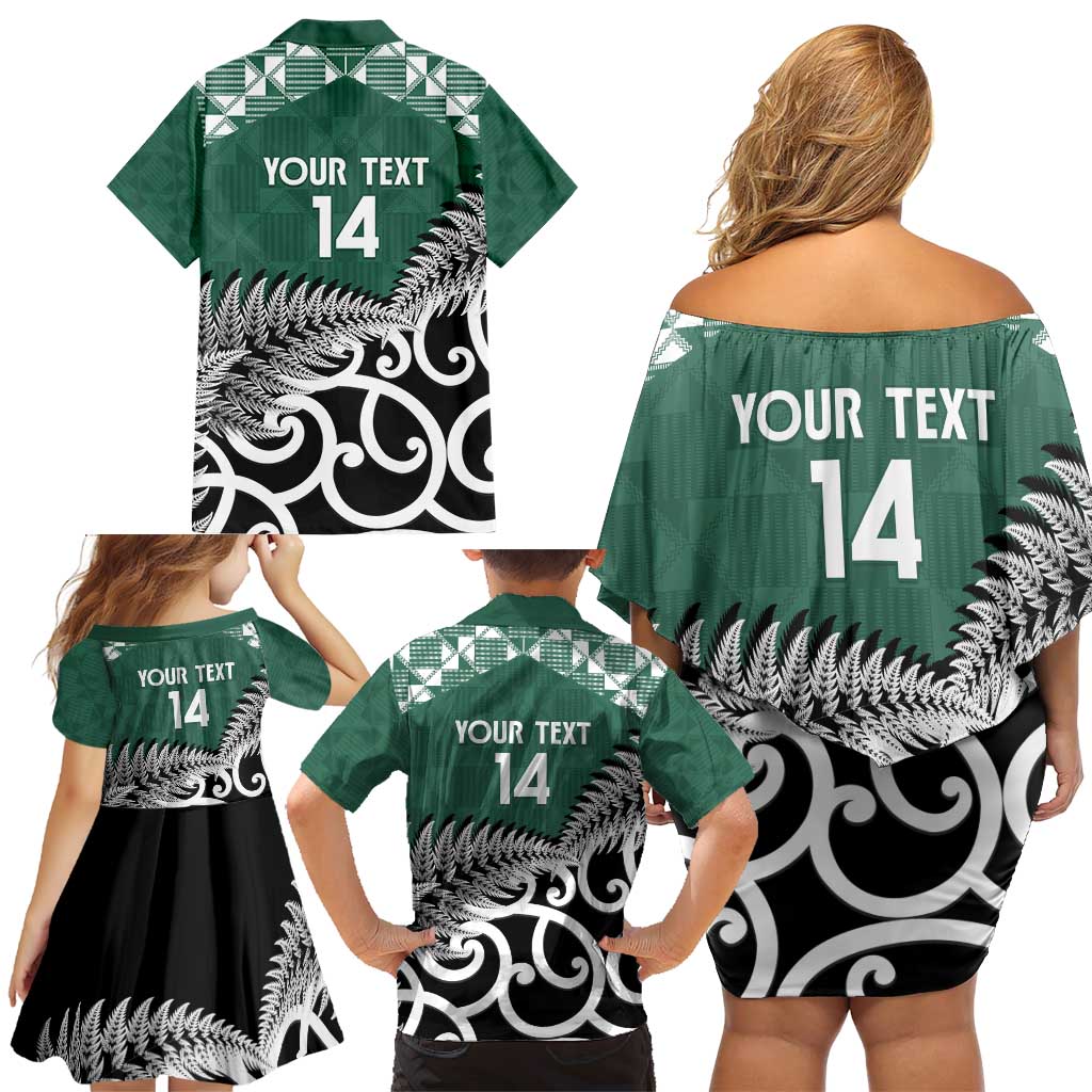 New Zealand South Africa Rugby Custom Family Matching Off Shoulder Short Dress and Hawaiian Shirt Springboks Kente All Black Maori Together LT14 - Polynesian Pride