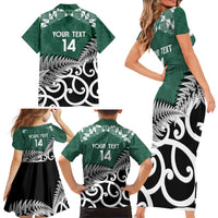 New Zealand South Africa Rugby Custom Family Matching Short Sleeve Bodycon Dress and Hawaiian Shirt Springboks Kente All Black Maori Together LT14 - Polynesian Pride