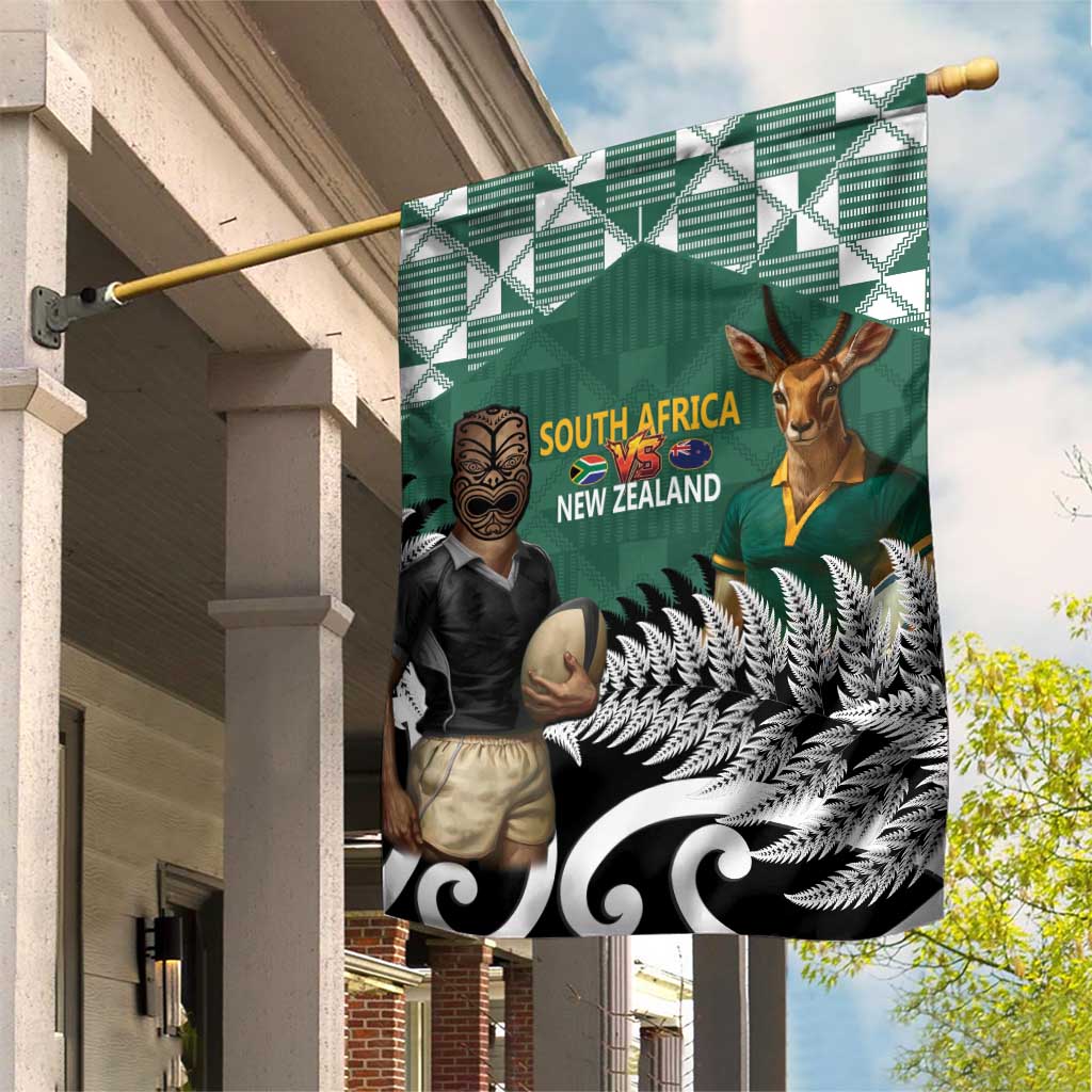 New Zealand South Africa Rugby Garden Flag Springboks Kente All Black Maori Together LT14 House Flag Green - Polynesian Pride