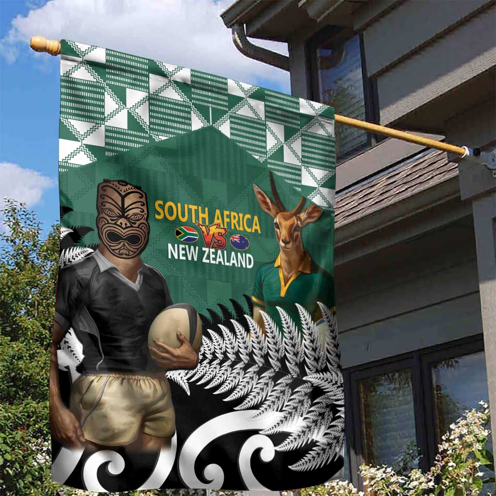 New Zealand South Africa Rugby Garden Flag Springboks Kente All Black Maori Together LT14 - Polynesian Pride