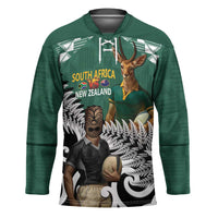 New Zealand South Africa Rugby Custom Hockey Jersey Springboks Kente All Black Maori Together LT14 Unisex Green - Polynesian Pride