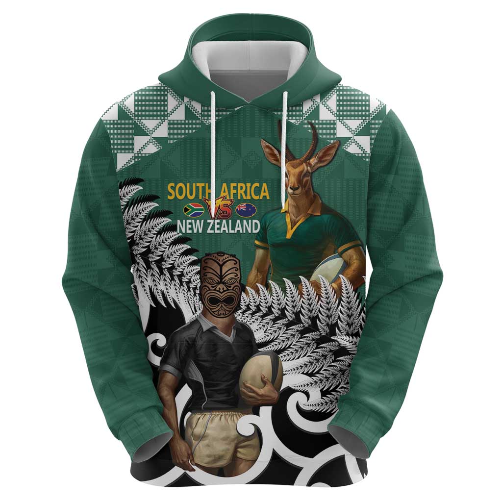 New Zealand South Africa Rugby Custom Hoodie Springboks Kente All Black Maori Together LT14 - Polynesian Pride