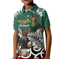 New Zealand South Africa Rugby Custom Kid Polo Shirt Springboks Kente All Black Maori Together LT14 Kid Green - Polynesian Pride