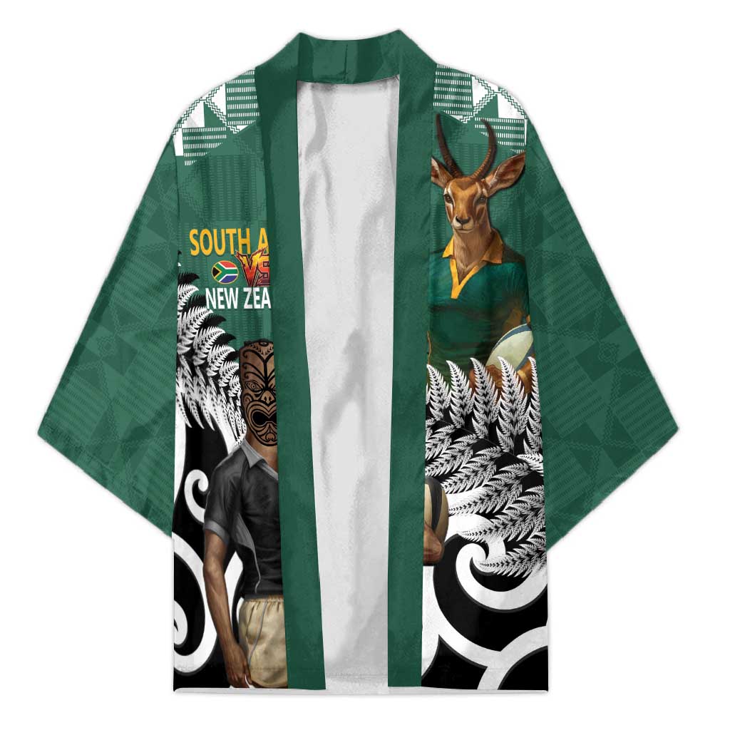 New Zealand South Africa Rugby Custom Kimono Springboks Kente All Black Maori Together - Polynesian Pride