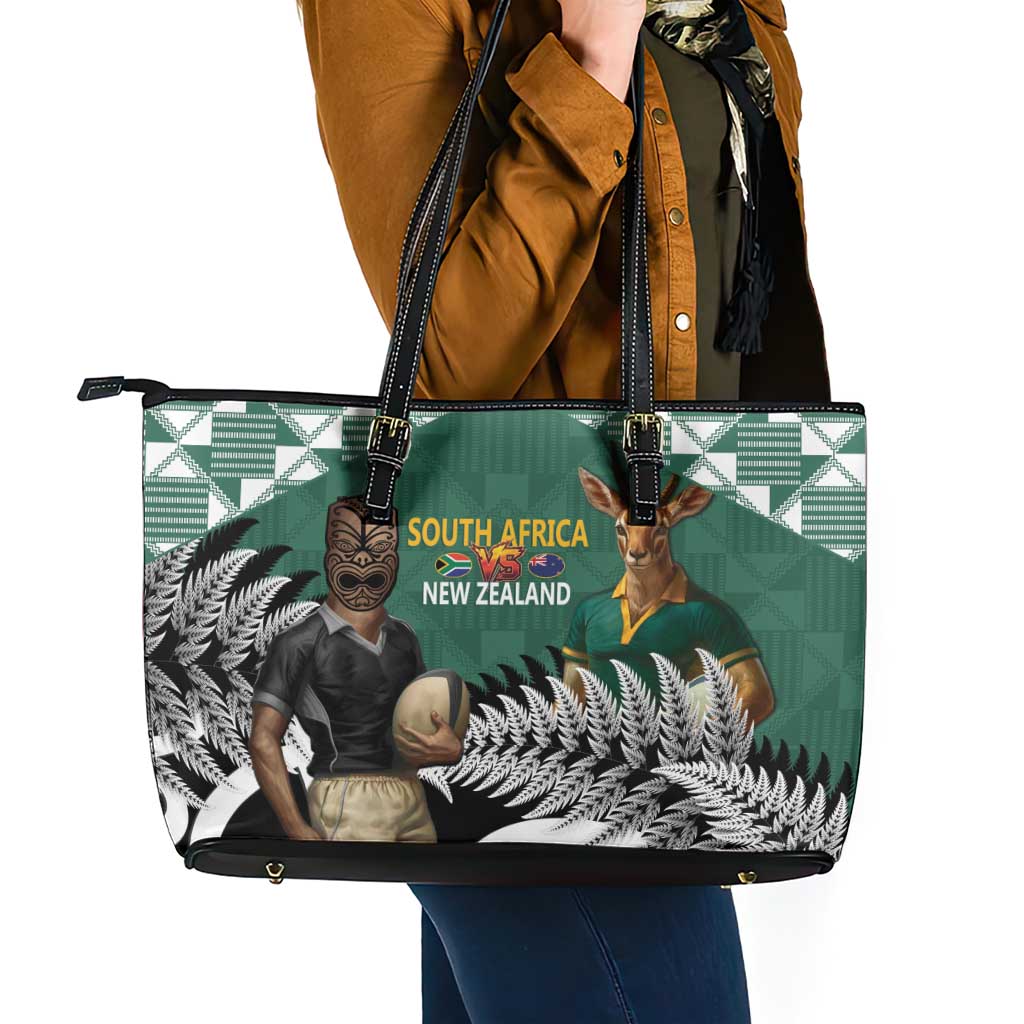 New Zealand South Africa Rugby Leather Tote Bag Springboks Kente All Black Maori Together LT14 - Polynesian Pride