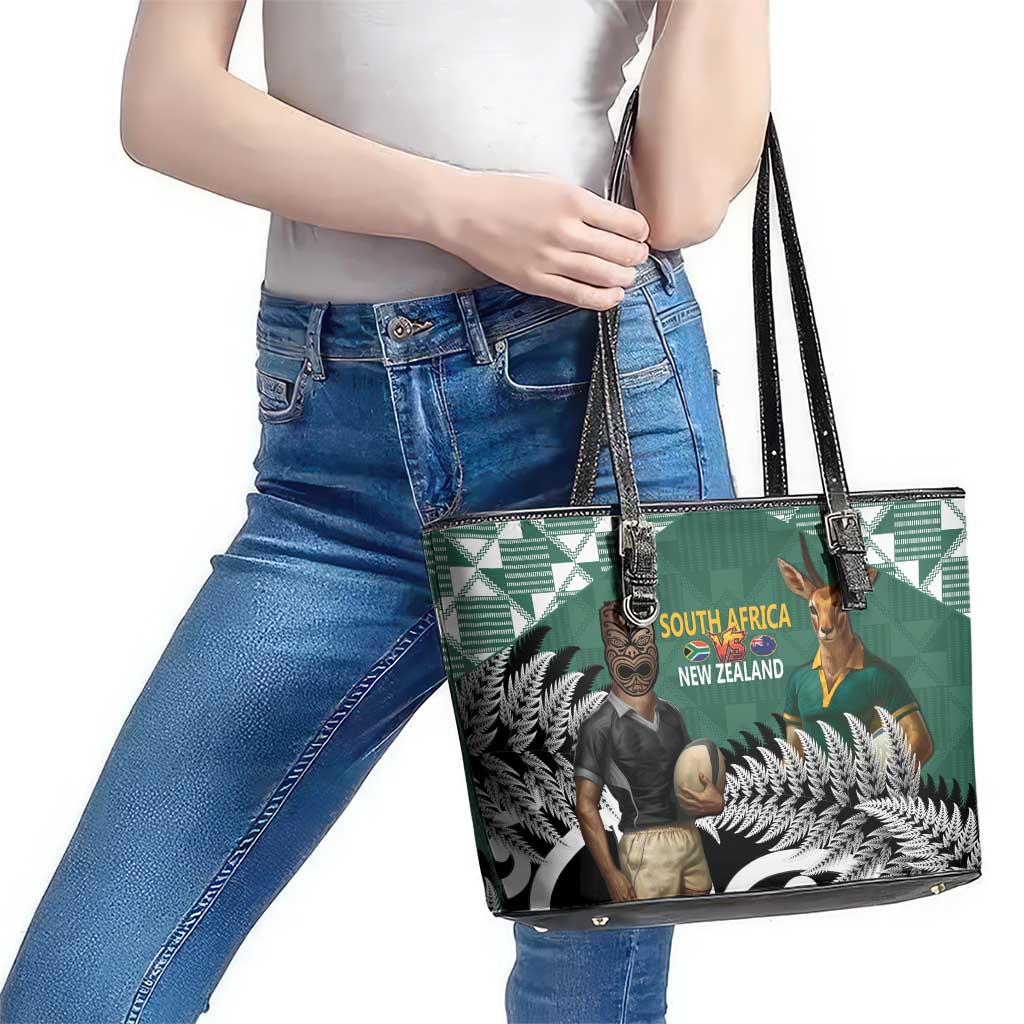 New Zealand South Africa Rugby Leather Tote Bag Springboks Kente All Black Maori Together LT14 - Polynesian Pride