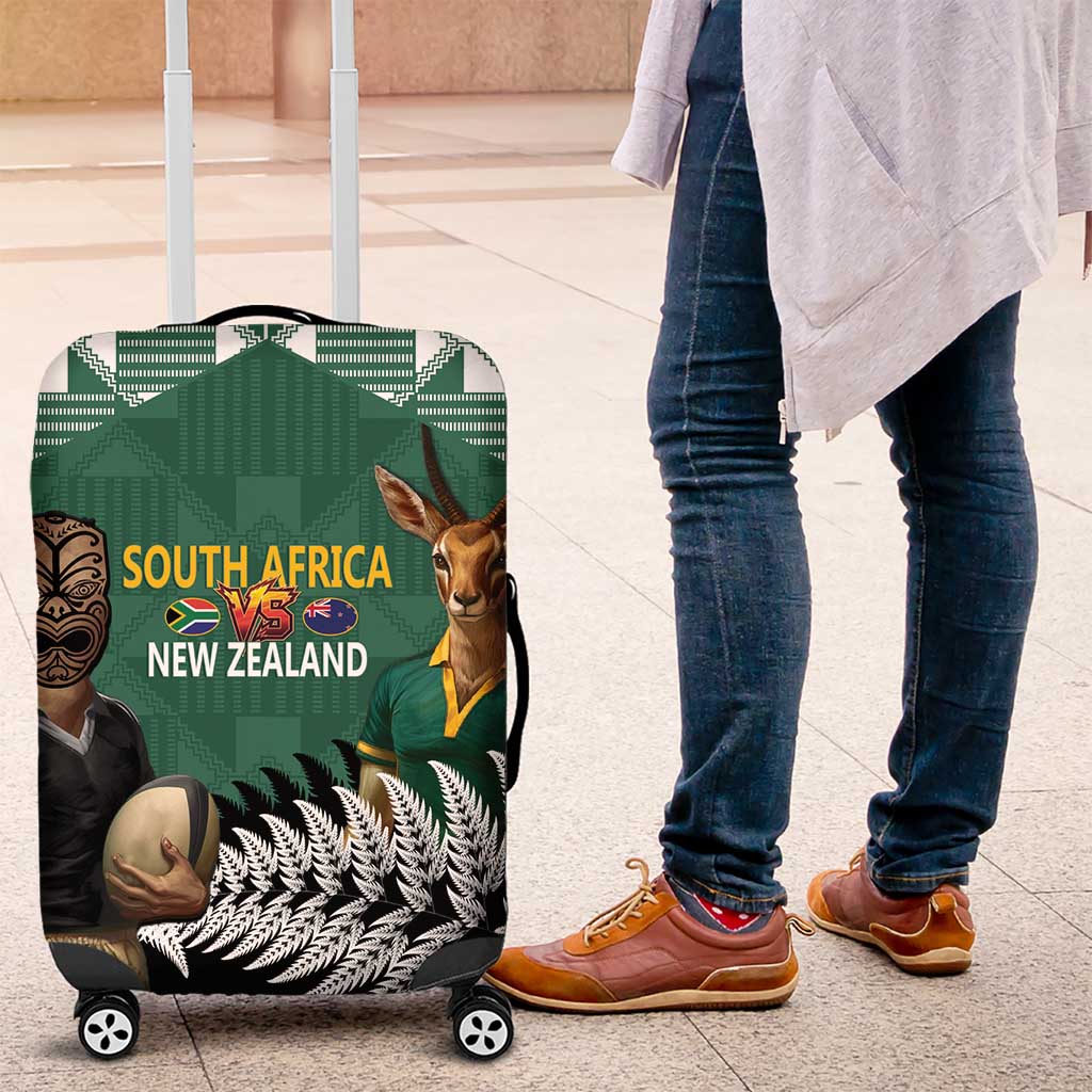 New Zealand South Africa Rugby Luggage Cover Springboks Kente All Black Maori Together LT14 Green - Polynesian Pride