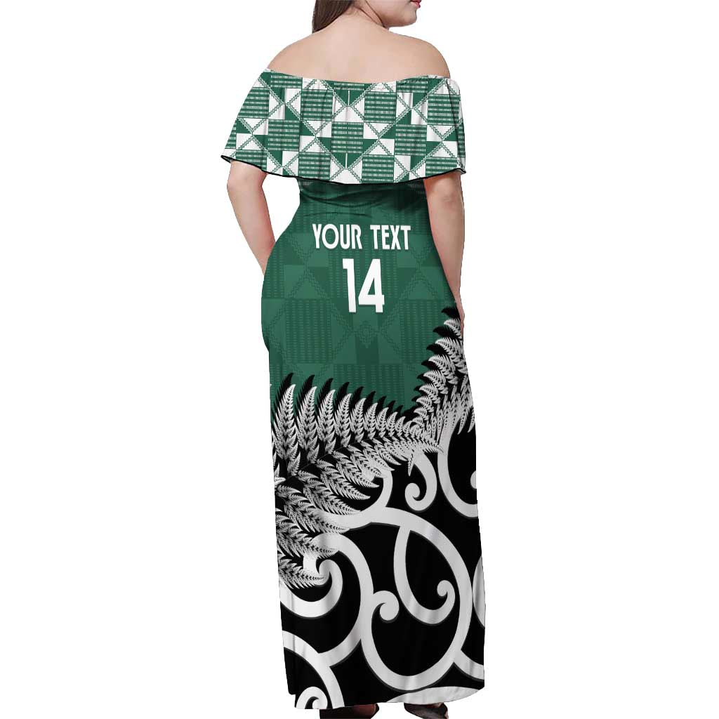 New Zealand South Africa Rugby Custom Off Shoulder Maxi Dress Springboks Kente All Black Maori Together - Polynesian Pride