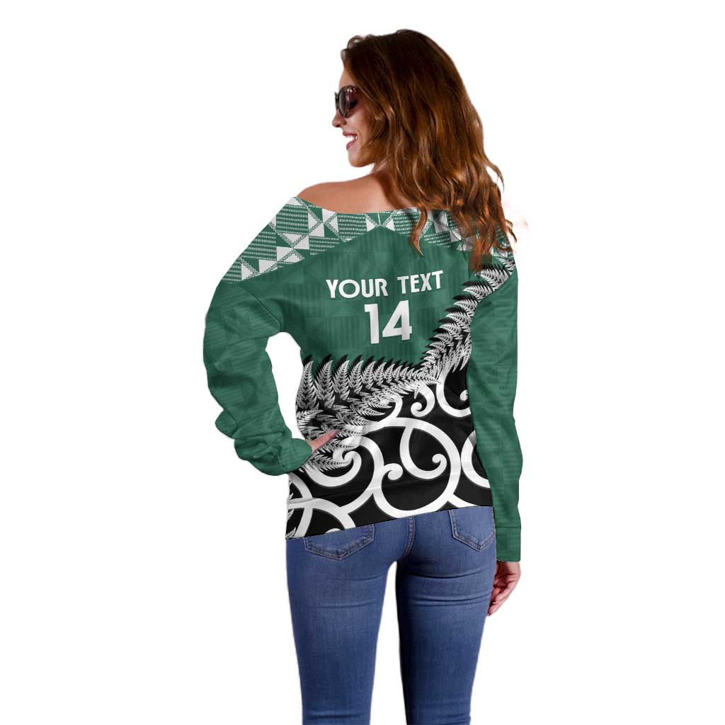 New Zealand South Africa Rugby Custom Off Shoulder Sweater Springboks Kente All Black Maori Together - Polynesian Pride