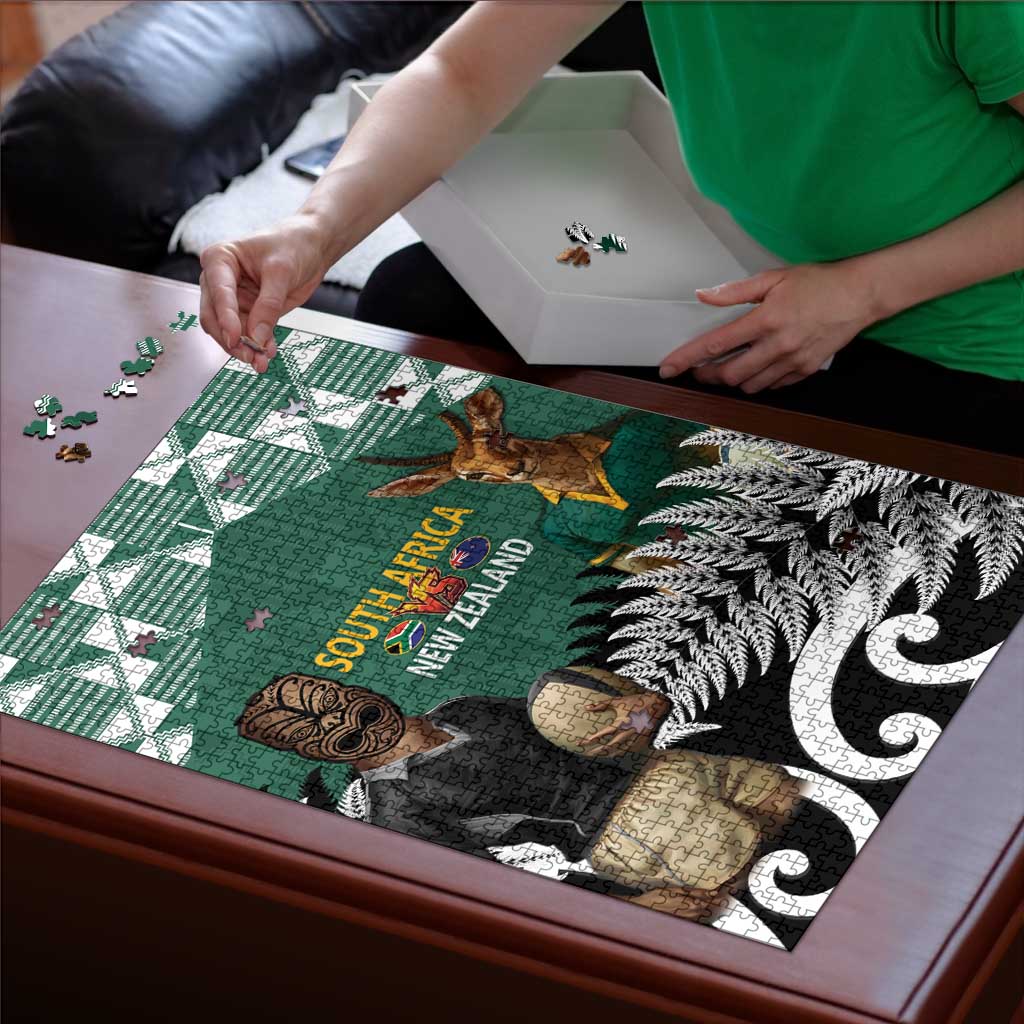 New Zealand South Africa Rugby Puzzle Springboks Kente All Black Maori Together - Polynesian Pride