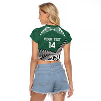 New Zealand South Africa Rugby Custom Raglan Cropped T Shirt Springboks Kente All Black Maori Together LT14 - Polynesian Pride