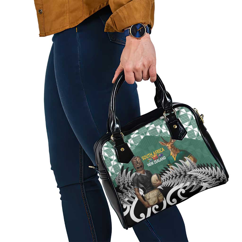 New Zealand South Africa Rugby Shoulder Handbag Springboks Kente All Black Maori Together - Polynesian Pride