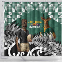New Zealand South Africa Rugby Shower Curtain Springboks Kente All Black Maori Together LT14 - Polynesian Pride