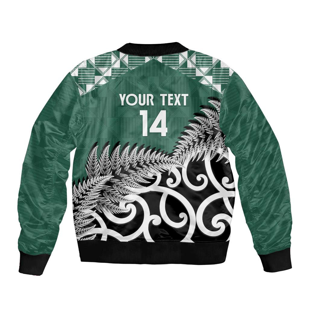 New Zealand South Africa Rugby Custom Sleeve Zip Bomber Jacket Springboks Kente All Black Maori Together - Polynesian Pride