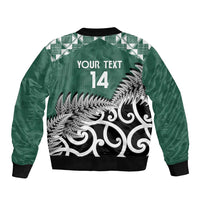 New Zealand South Africa Rugby Custom Sleeve Zip Bomber Jacket Springboks Kente All Black Maori Together - Polynesian Pride