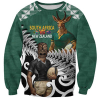 New Zealand South Africa Rugby Custom Sweatshirt Springboks Kente All Black Maori Together - Polynesian Pride