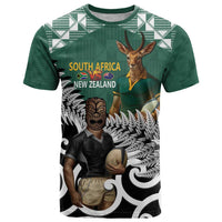 New Zealand South Africa Rugby Custom T Shirt Springboks Kente All Black Maori Together LT14 Green - Polynesian Pride