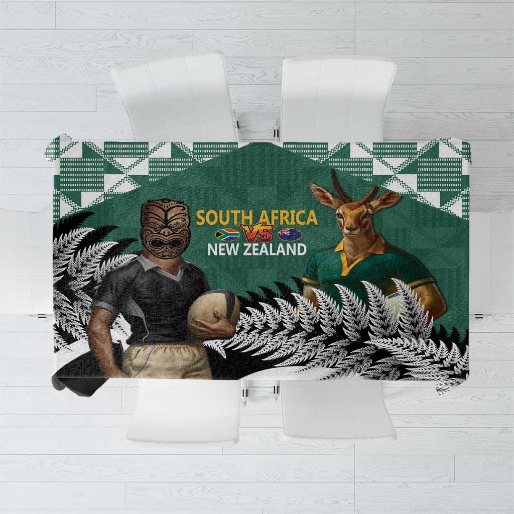 New Zealand South Africa Rugby Tablecloth Springboks Kente All Black Maori Together - Polynesian Pride