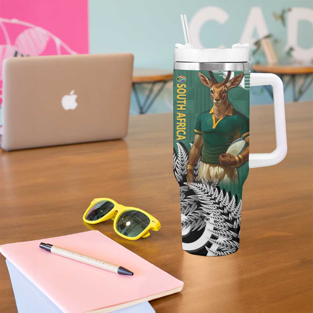 New Zealand South Africa Rugby Tumbler With Handle Springboks Kente All Black Maori Together LT14 - Polynesian Pride