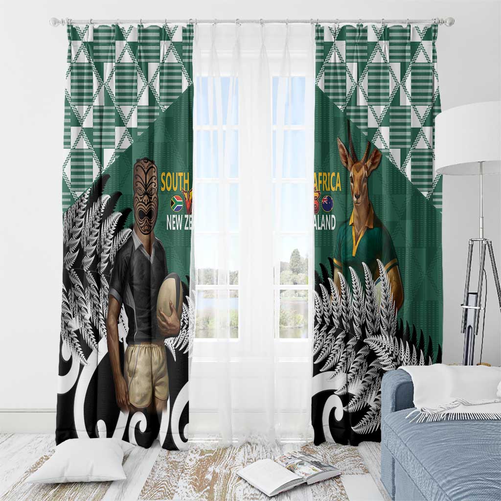 New Zealand South Africa Rugby Window Curtain Springboks Kente All Black Maori Together - Polynesian Pride