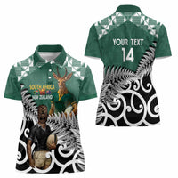 New Zealand South Africa Rugby Custom Women Polo Shirt Springboks Kente All Black Maori Together LT14 - Polynesian Pride