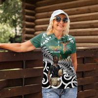 New Zealand South Africa Rugby Custom Women Polo Shirt Springboks Kente All Black Maori Together LT14 - Polynesian Pride